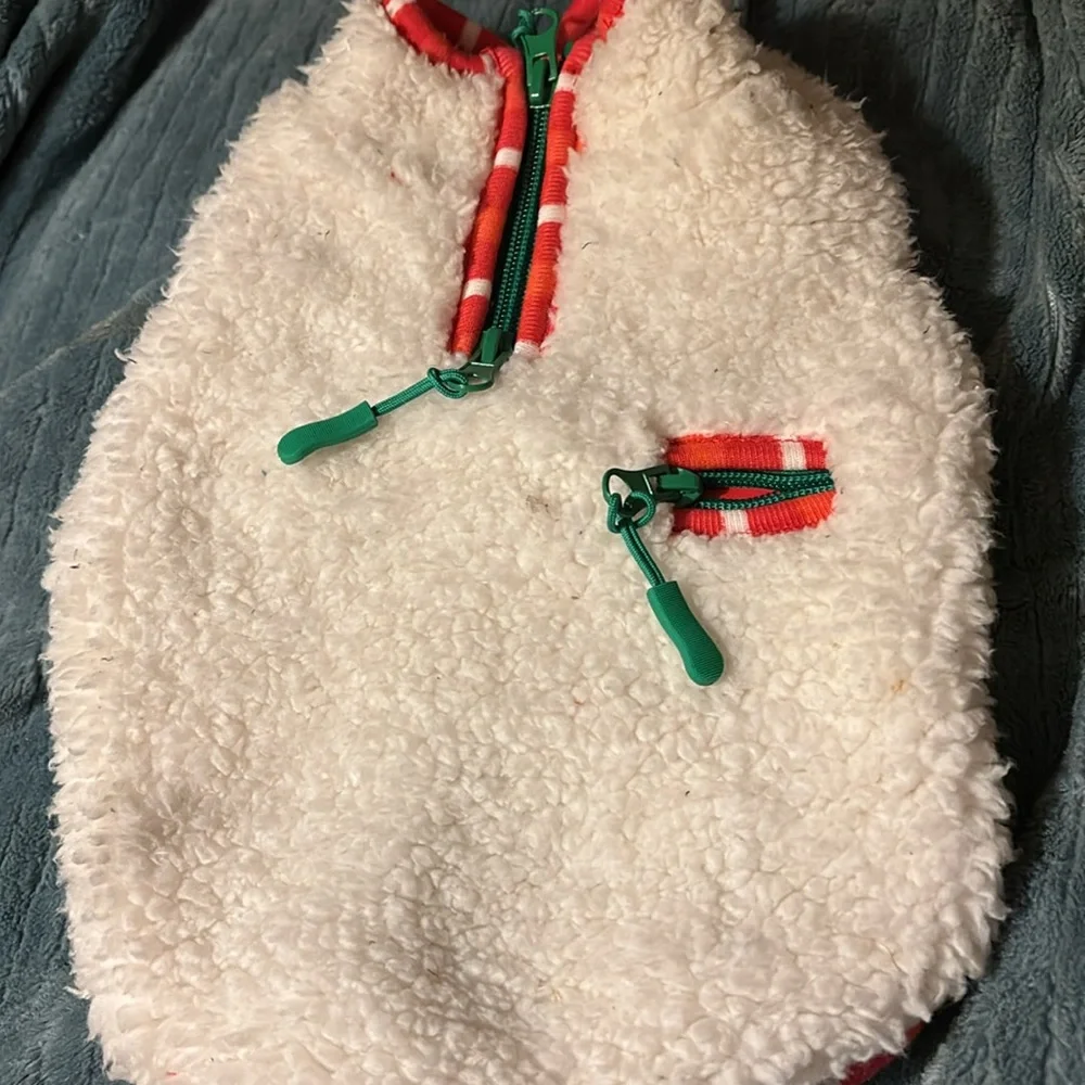 Wonderland Festive Red and White Pet Sweater Size Small
